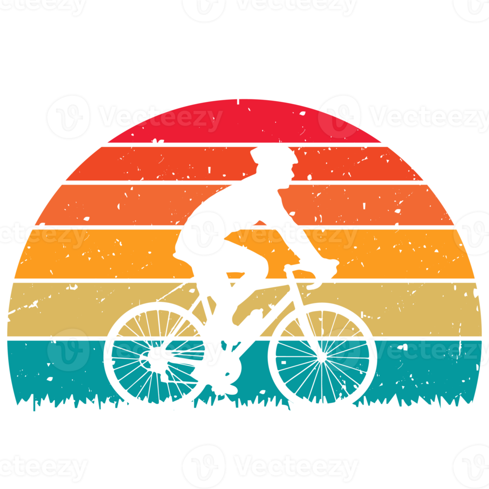 Radfahren retro Sonnenuntergänge Design Grafik png