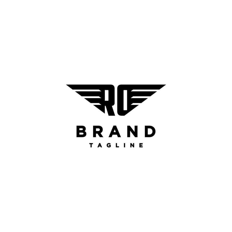 Initial RO with Wings Logo Design. The letters R and O with wings on each side. vector