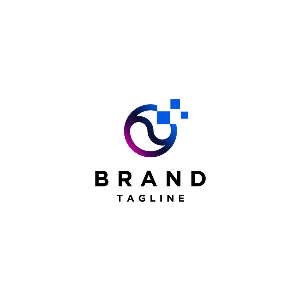 Harmony Between Nature and Digital Concept Design. Yin Yang with Digital Accent Logo Design. vector
