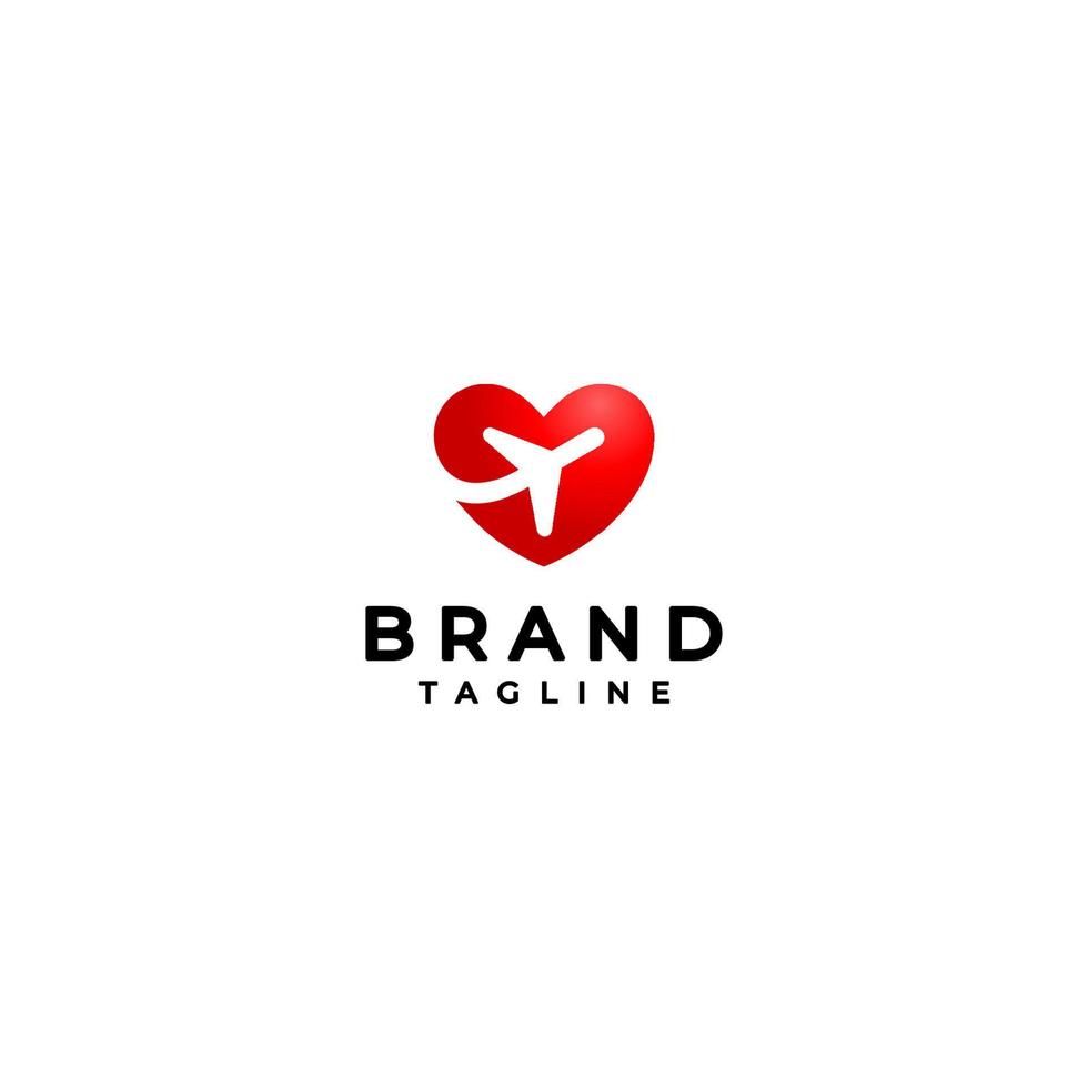 Airplane Icon Fly Into Heart Symbol. Plane Silhouette inside Heart Symbol. vector