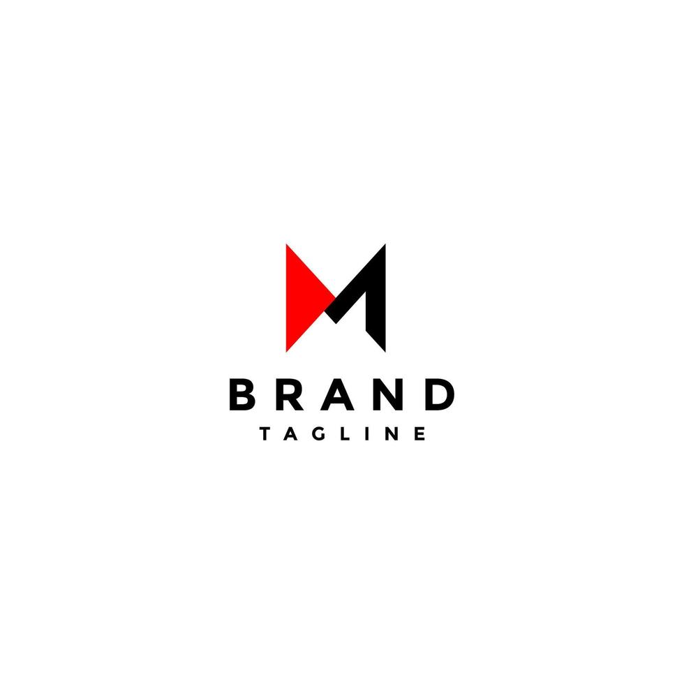 Letter M and Play Button Icon In One Symbol. Play Button Icon Next to Letter M Logo Design. vector