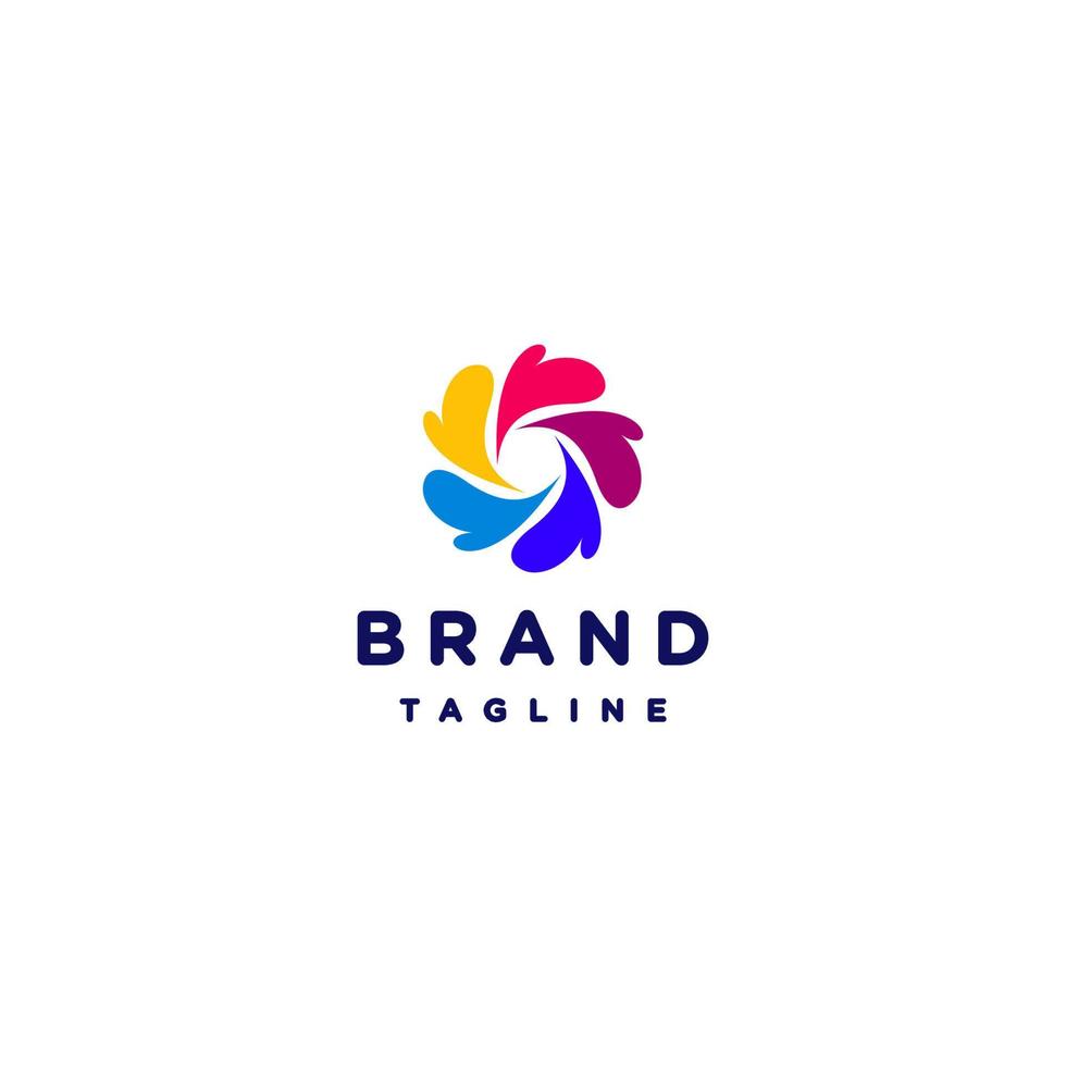 Minimalist five rotating colorful hearts. Rotating Colorful Heart Icon Logo Design. vector