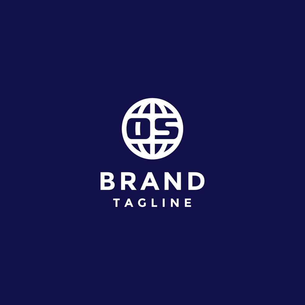 Letter O and S Inside Globe Icon. Creative Design Unites Uppercase OS With Globe Icons. vector