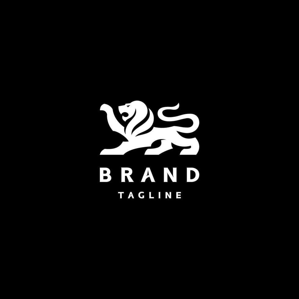 A bold and strong lion logo with a tail forming the letter S. Minimalist, bold and a strong lion logo design, signifying strength and wisdom. vector