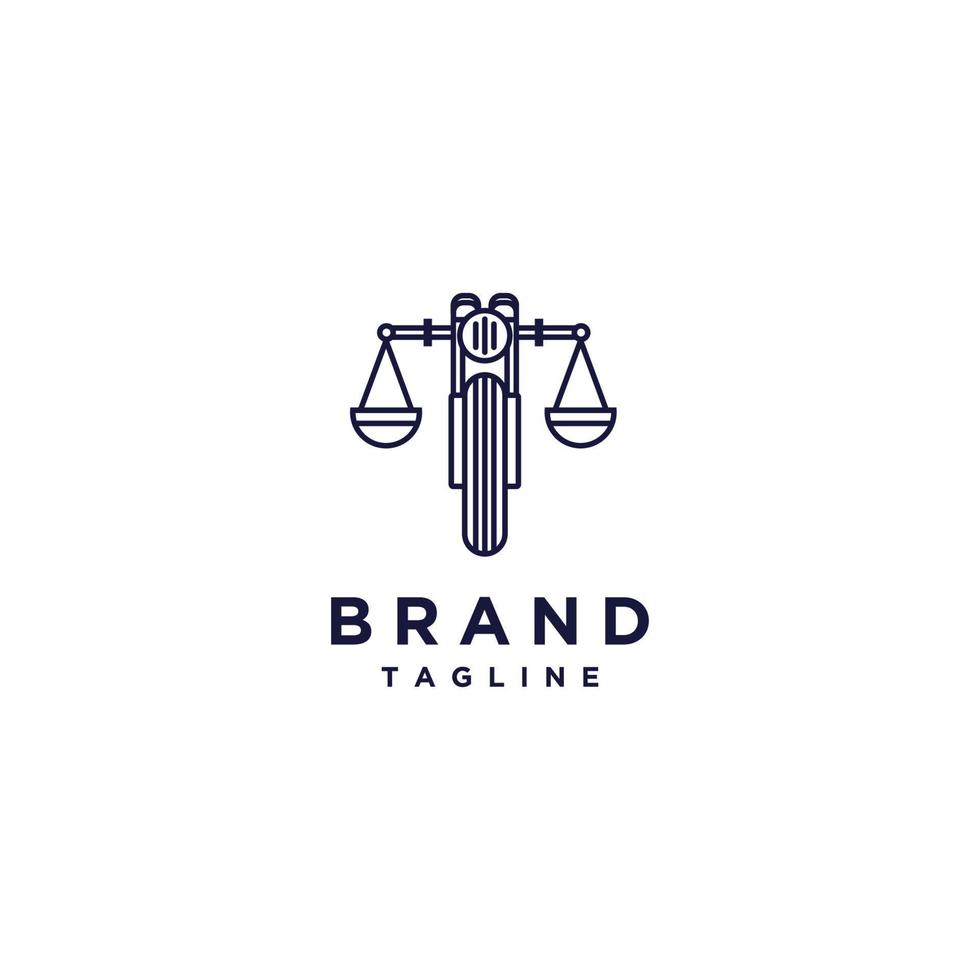 Simple Logo Template With A Modern Outline Style That Depicts A Motorcycle With A Symbol Of Justice In The Form Of Scales Attached To Both Motorcycle Handlebar. vector