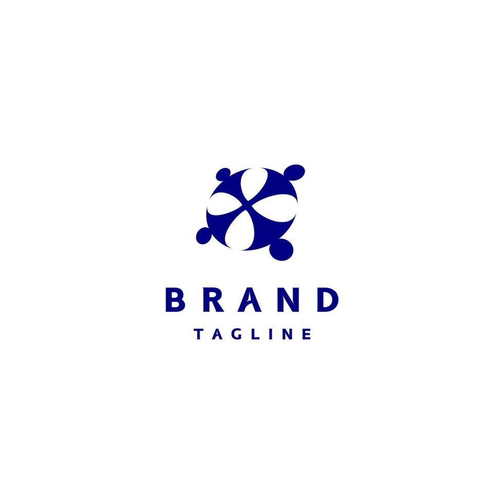 Four People Icons Gathered Together Logo Design. Logo Templates About Communities Illustrated With Icons Of People That Are Interconnected In A Modern Minimalist Style. vector