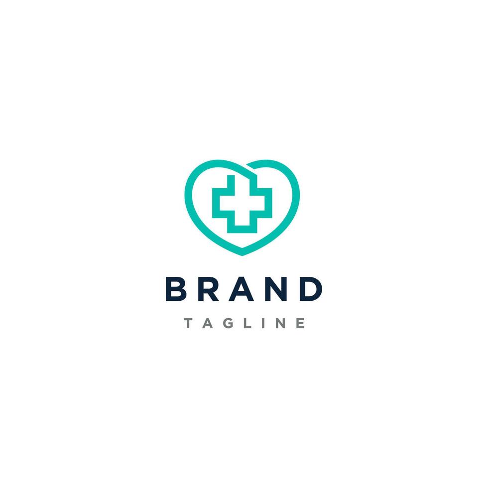 Heart Symbol And Plus Icon In One Line Logo Design. Logo Template About Health Symbolized With Plus Icon Inside The Heart Symbol. vector