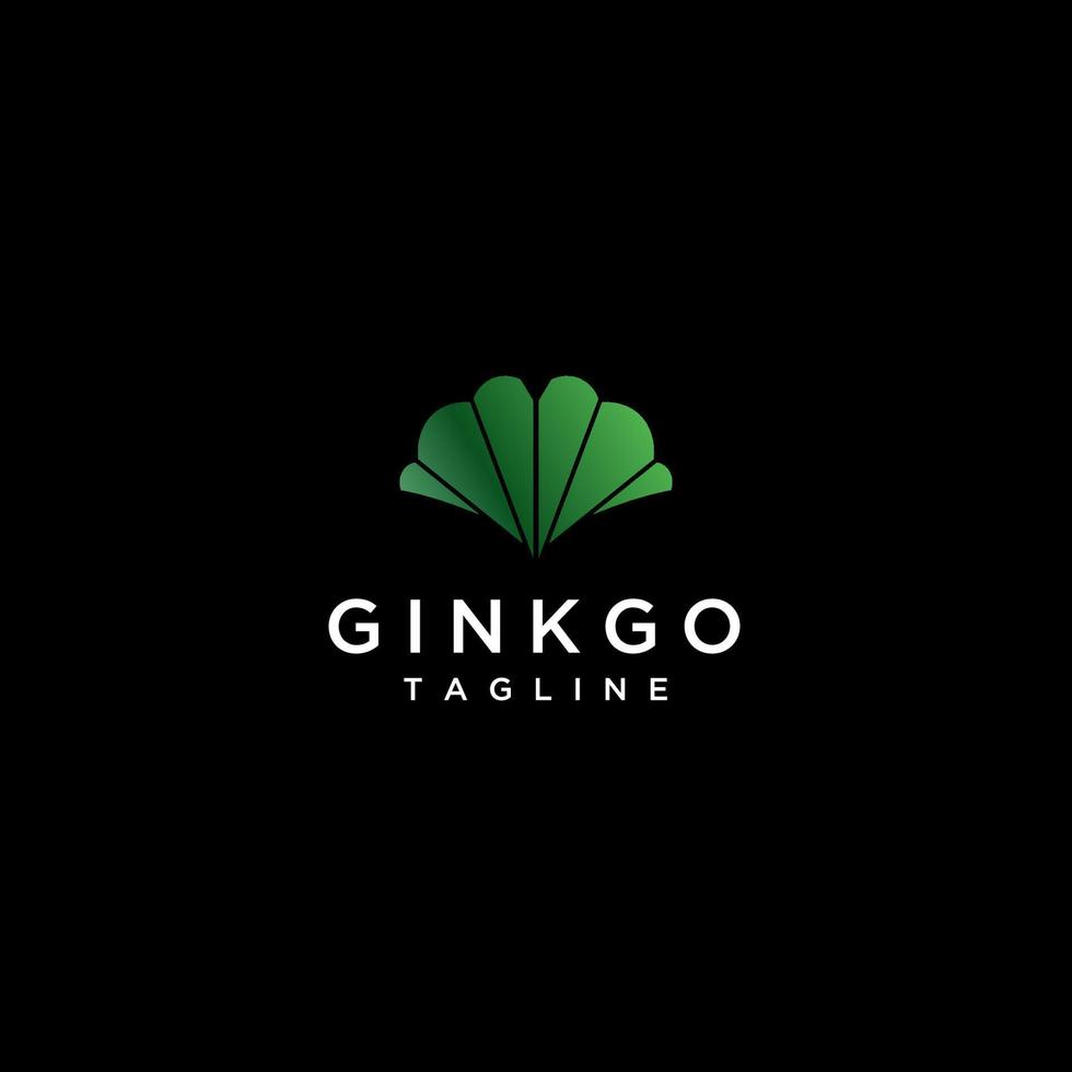 Modern Minimalist Ginkgo Leaf Logo Template. Modern Minimalist Ginkgo Leaf Logo Template in Black Background. vector