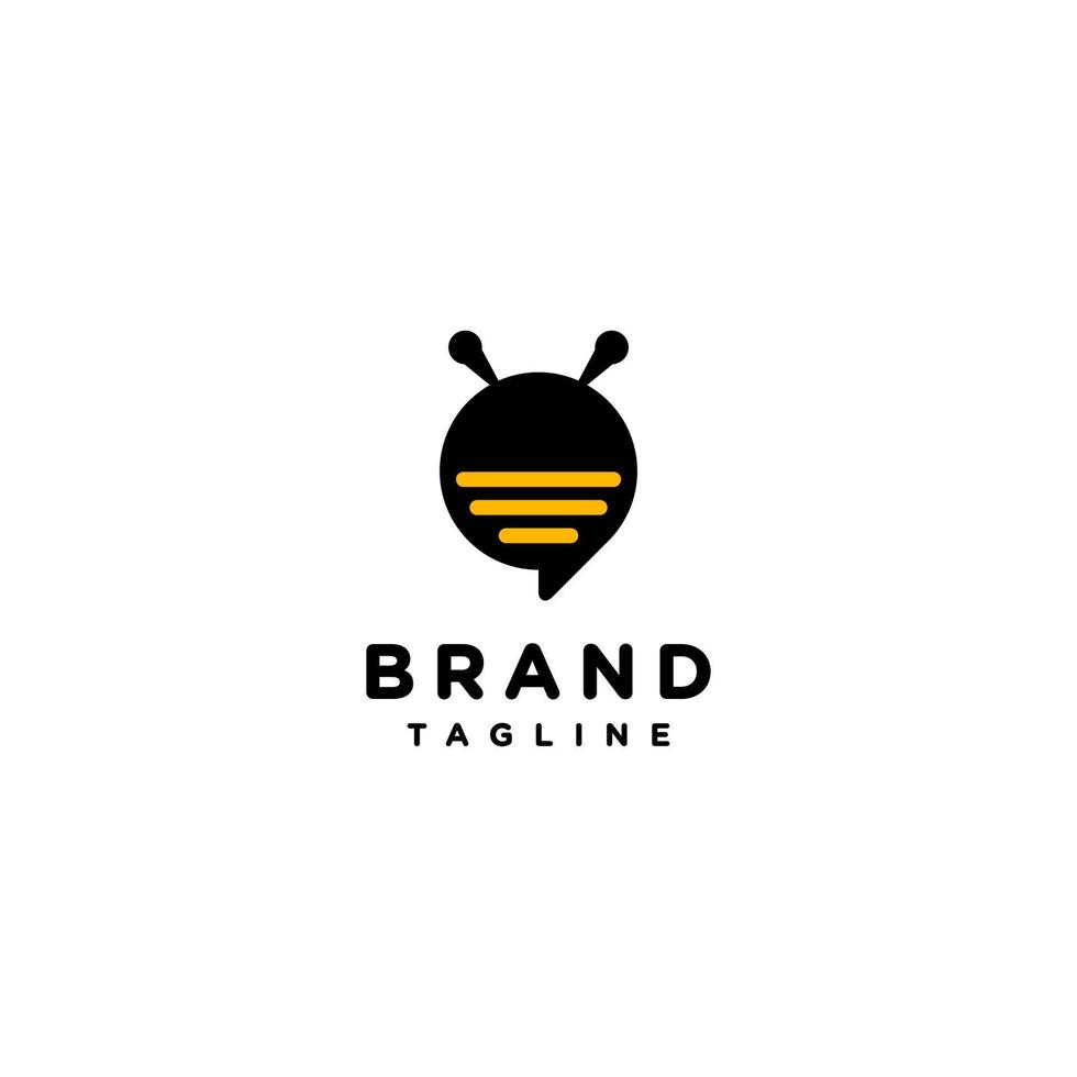 Exclusive Logo Templates For Network Providers Represented In Message Icons With Bee Heads. Bee Icon shaped Bubble Text Logo Design. vector