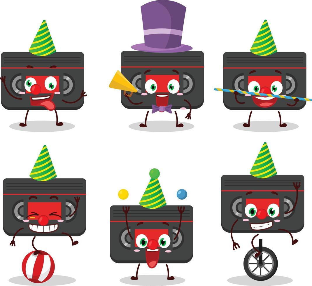 Cartoon character of retro cassette with various circus shows vector