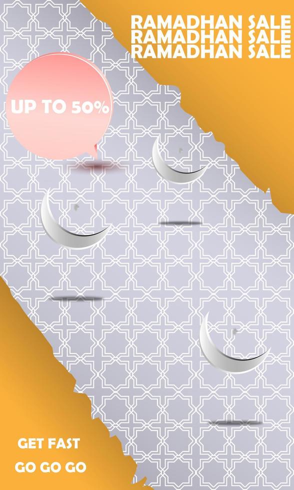 50 Off Ramadhan Sale Banner With Simple Elegant Orange Islamic Ornament EPS 10 vector