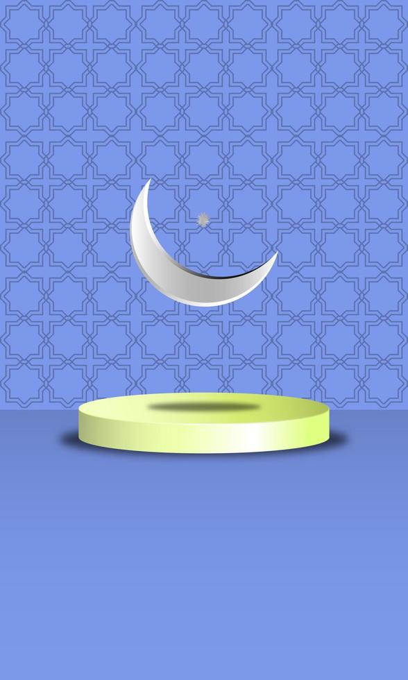 Islamic Ramadan Background with Islamic Ornament and 3D Podium Blue Color Mock Up Illustration EPS 10 vector
