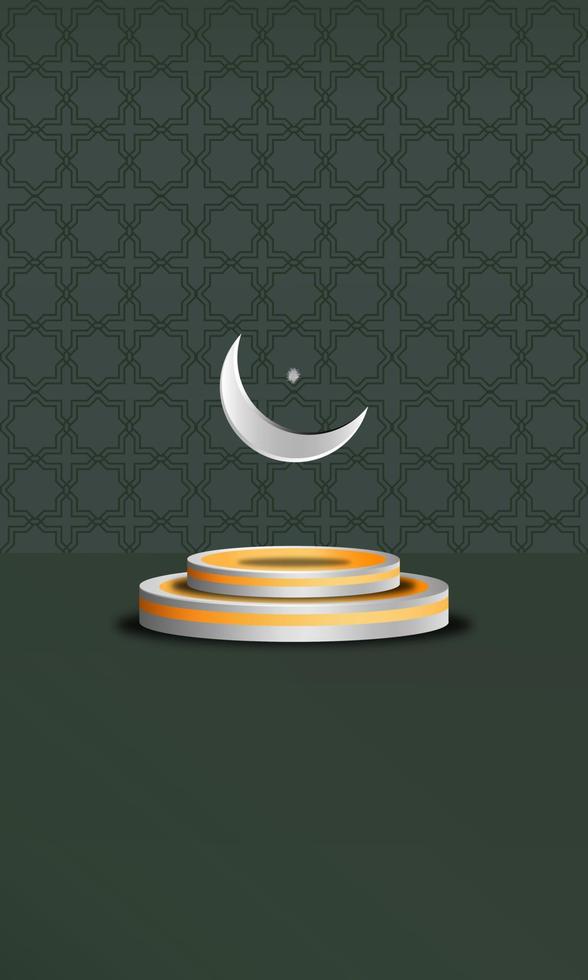 Islamic Ramadan Background with Islamic Ornament and 3D Green Podium Mock Up Illustration EPS 10 vector