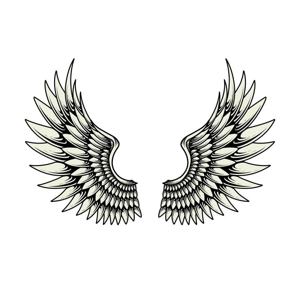Vector yellow angel wings illustration design