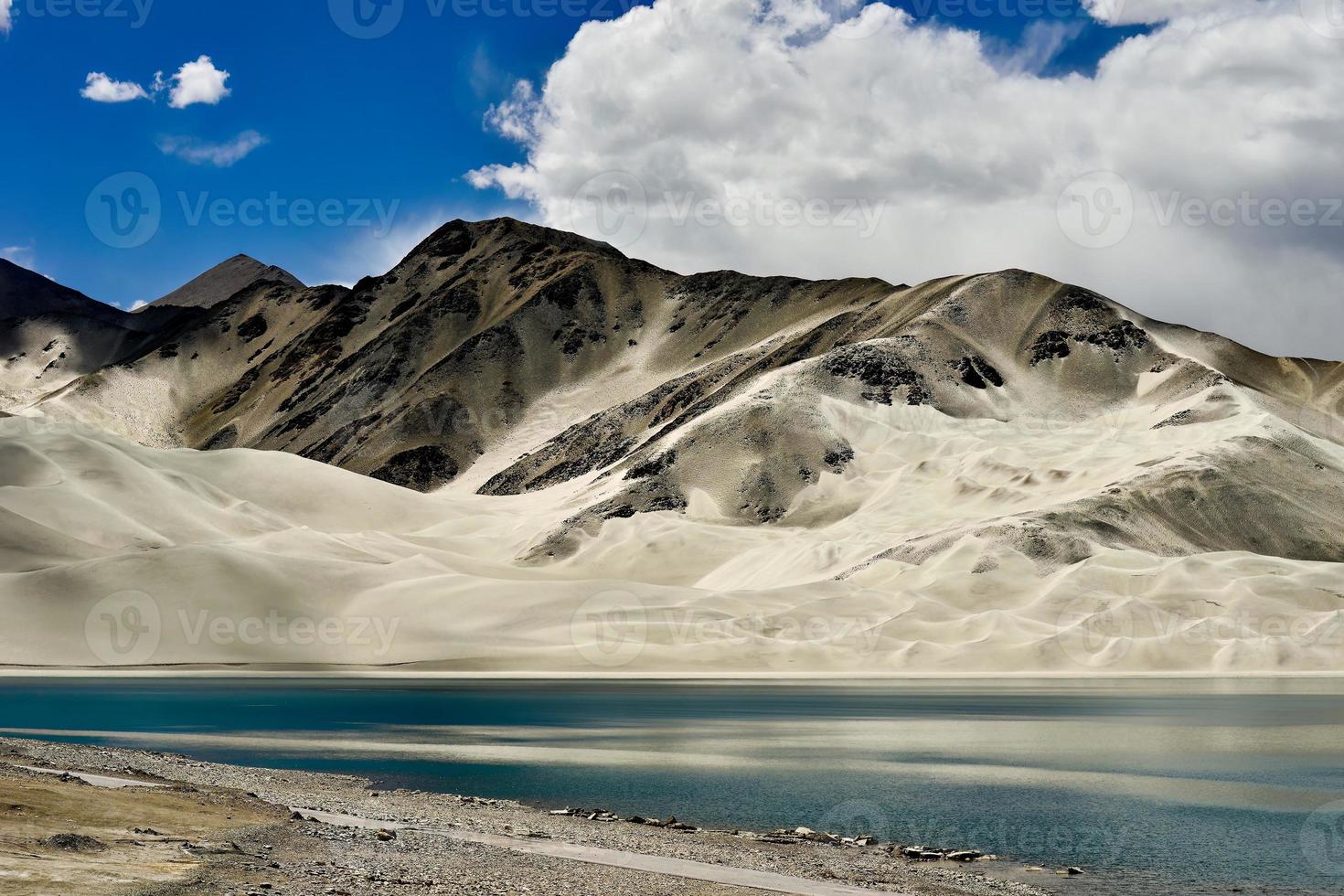 Baisha Lake in Bulunkou Reservoir, Pamir Plateau, Xinjiang photo
