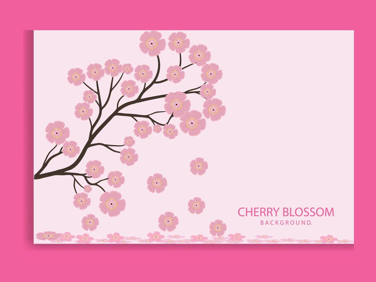 Japanese cherry blossom tree on pink background vector illustration.