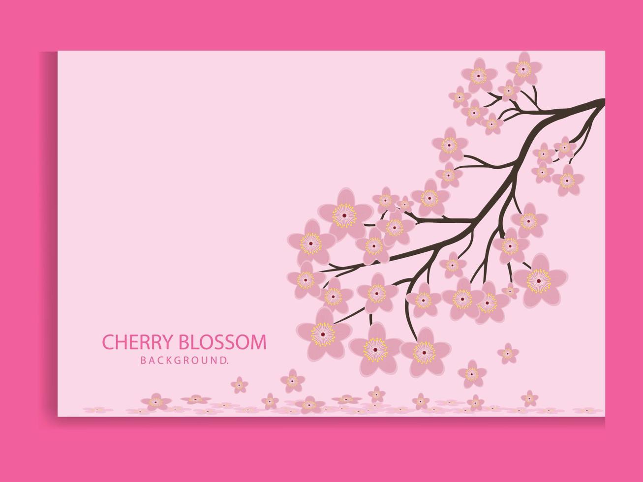 Japanese cherry blossom tree on pink background vector illustration.