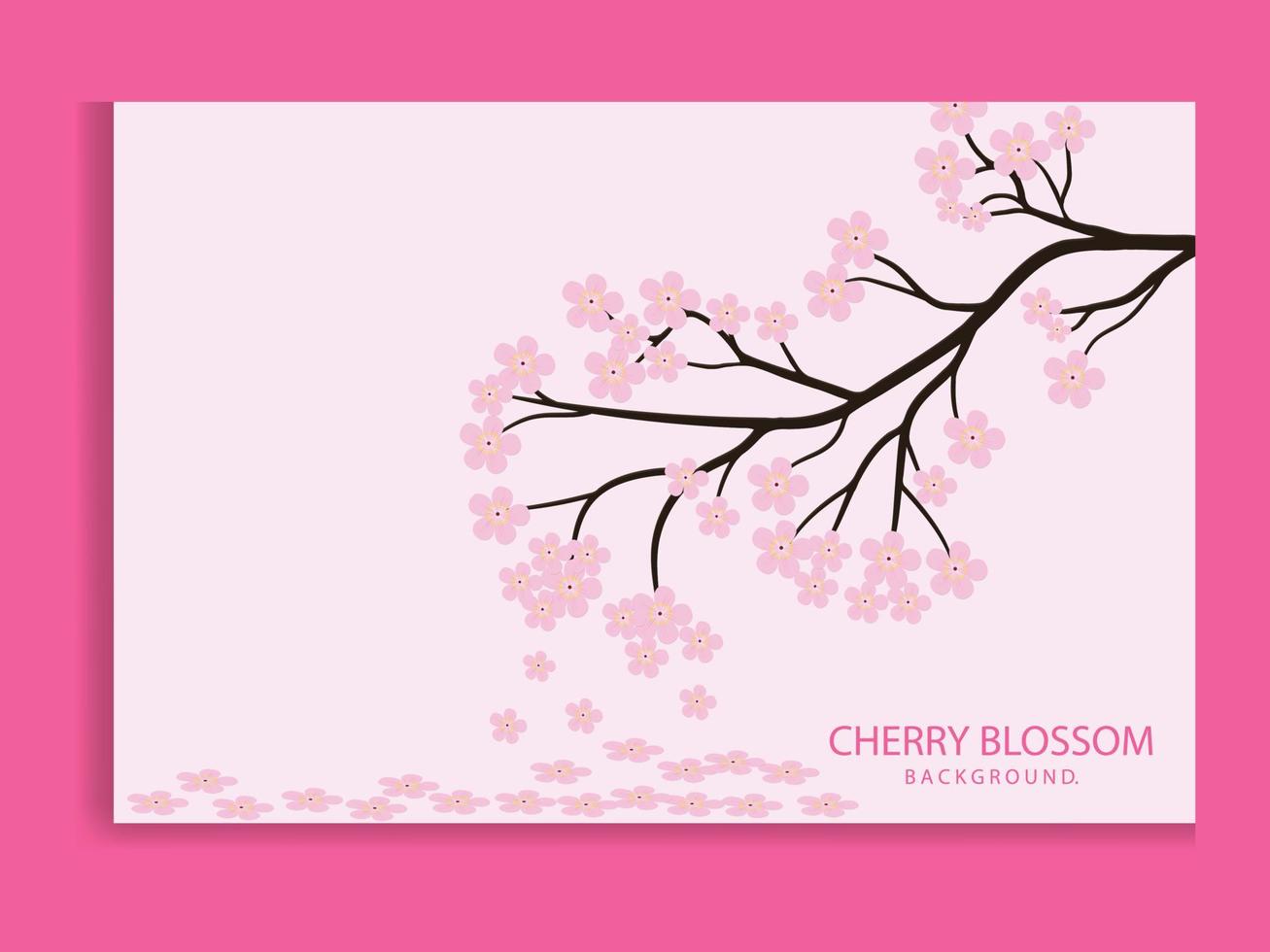 Japanese cherry blossom tree on pink background vector illustration.