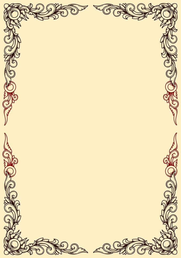 luxury classic frame vector line art ink design