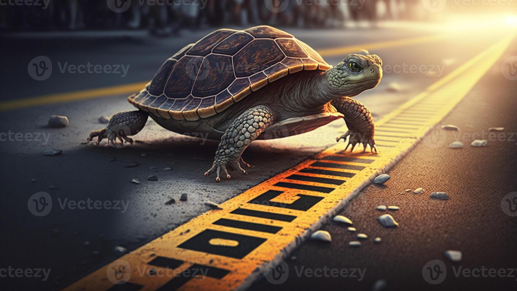 Turtles race to reach the finish line with . photo