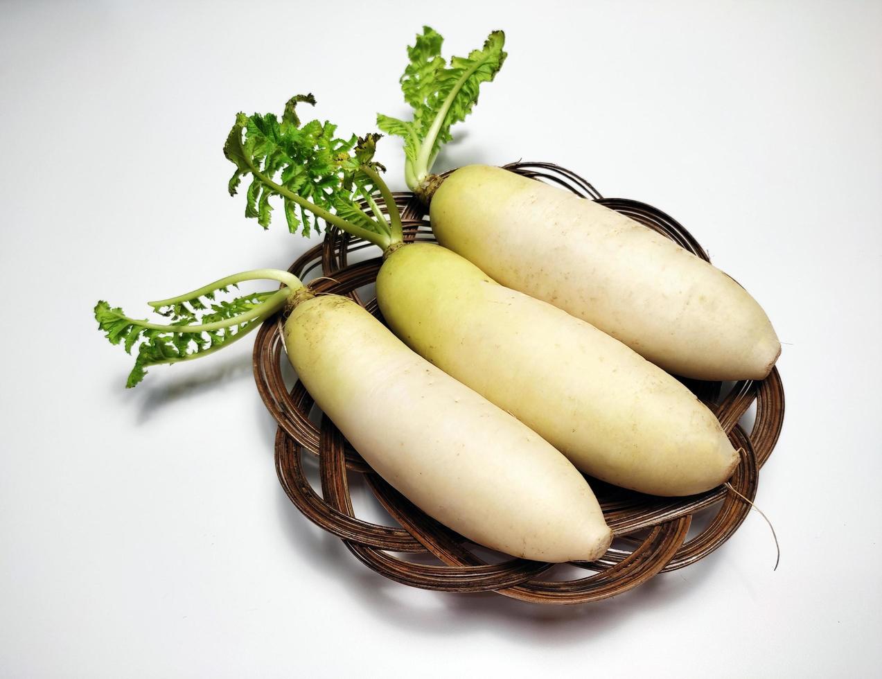 White Radish or Daikon isolated in white background photo