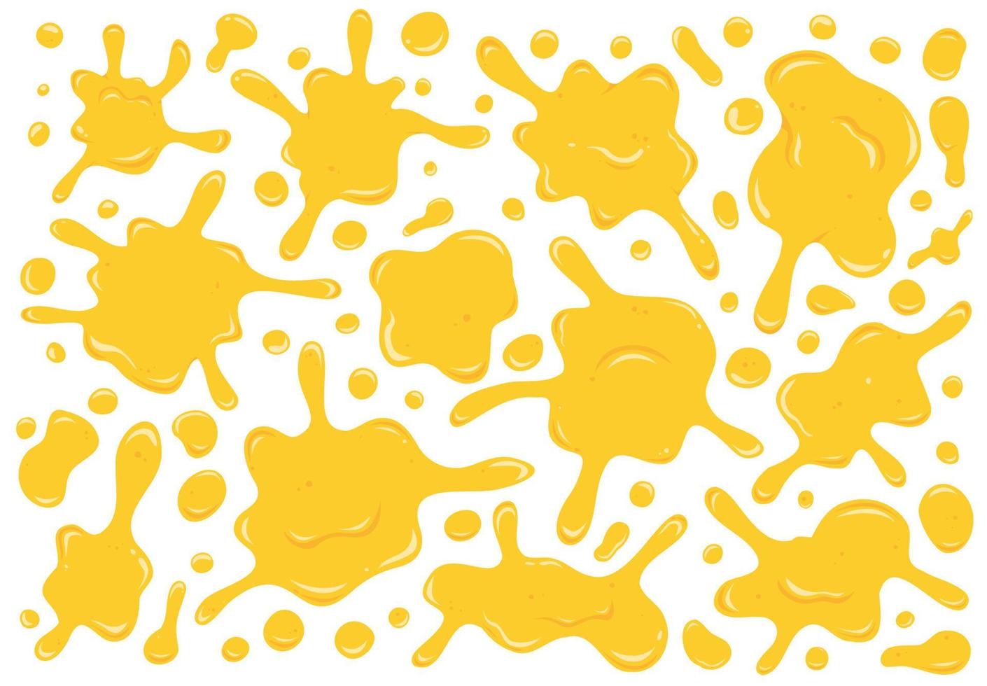 Yellow melting liquid cheese splash splatter vector food illustration element decoration on isolated white background