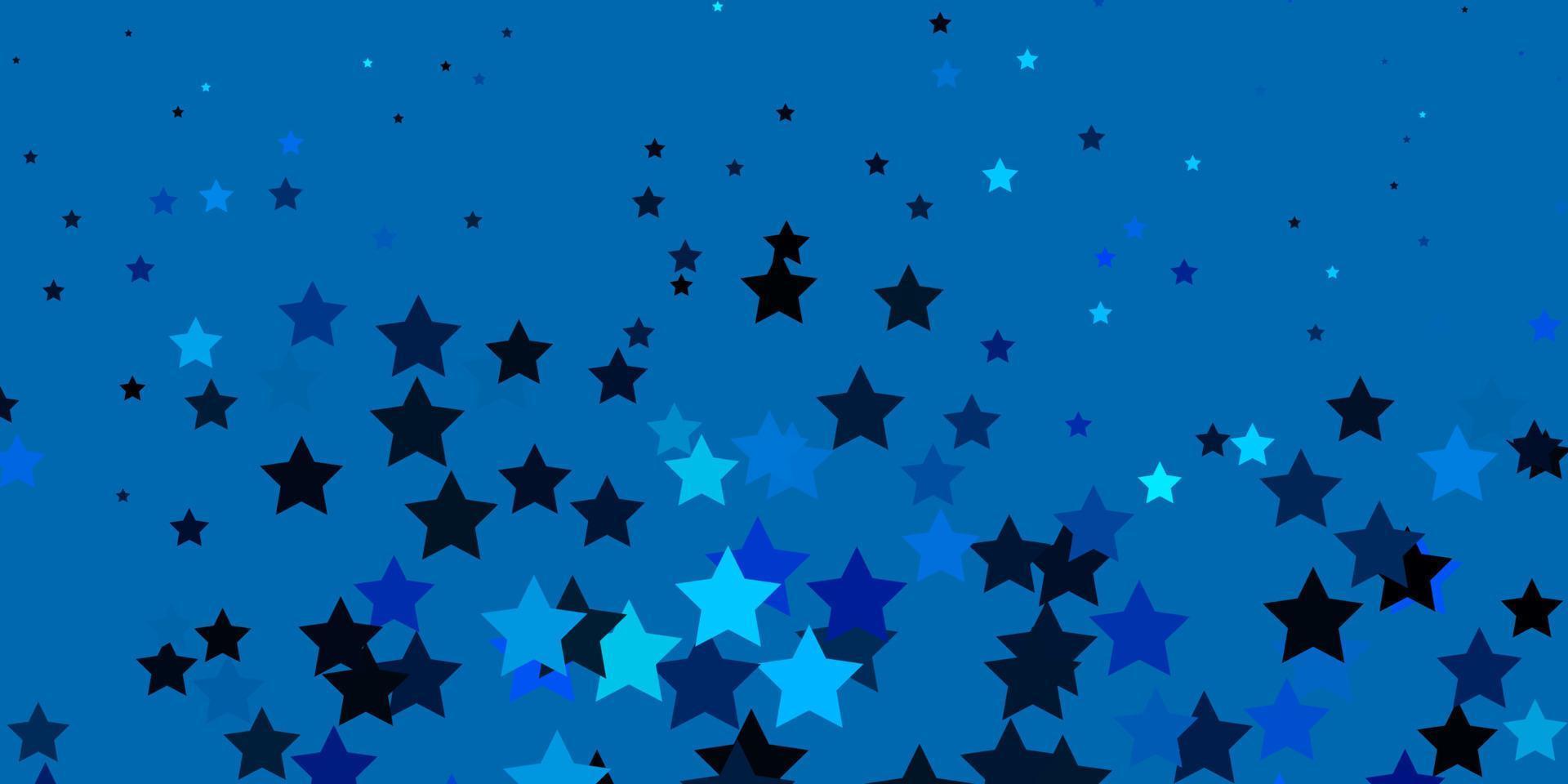 Dark BLUE vector background with small and big stars.