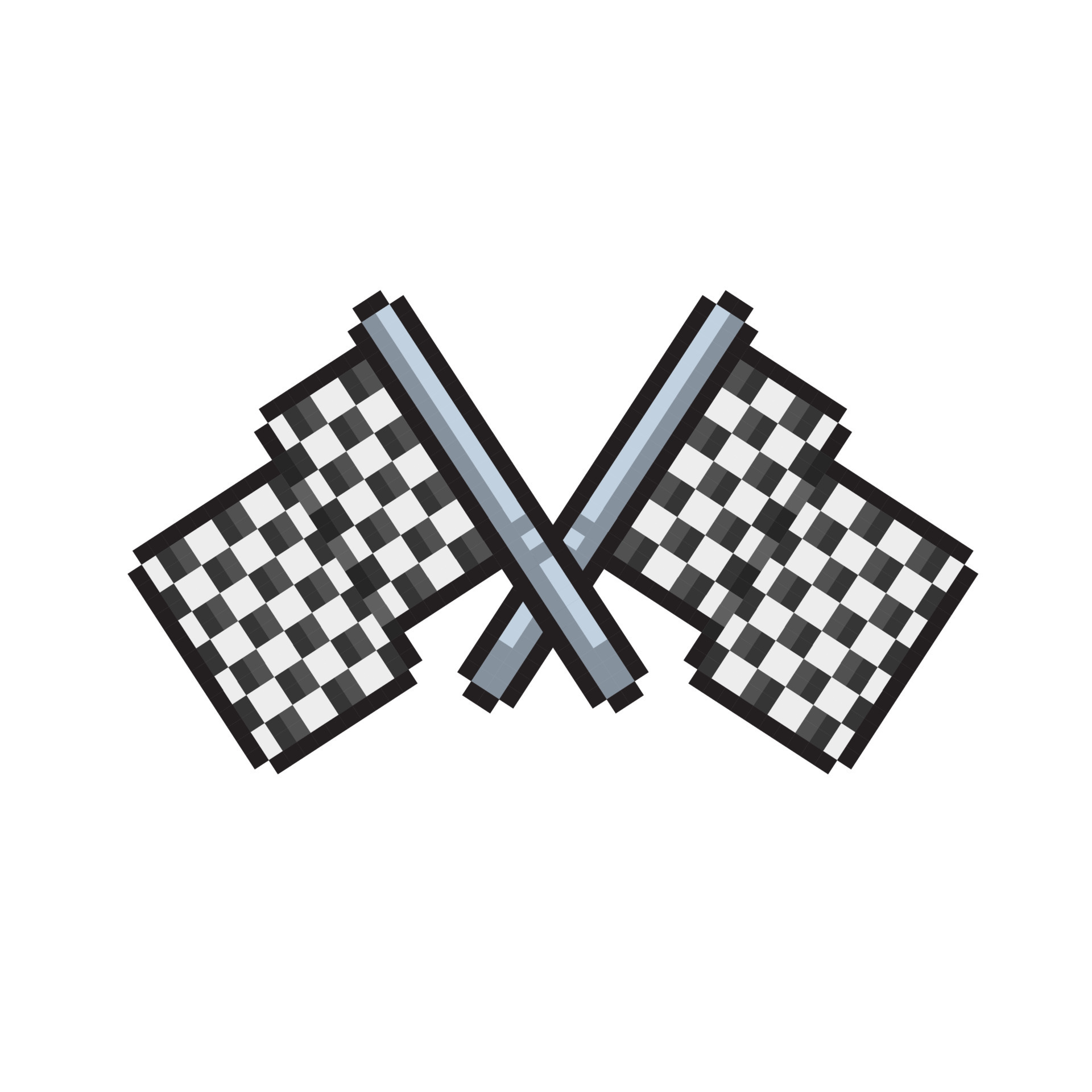 Flag icon. Checkered flags. Pixel art flat style. Design for logo