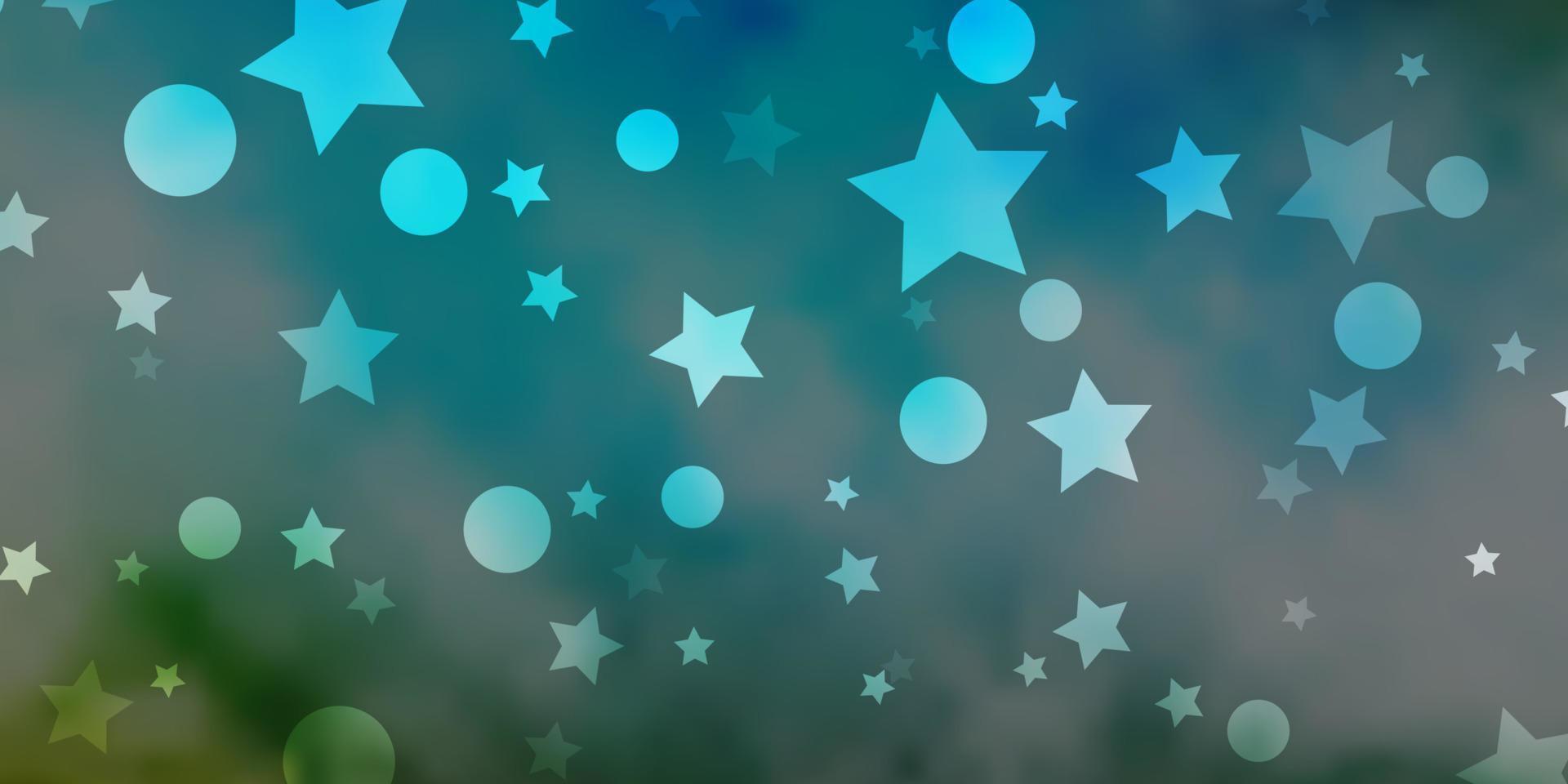 Light Blue, Green vector background with circles, stars.