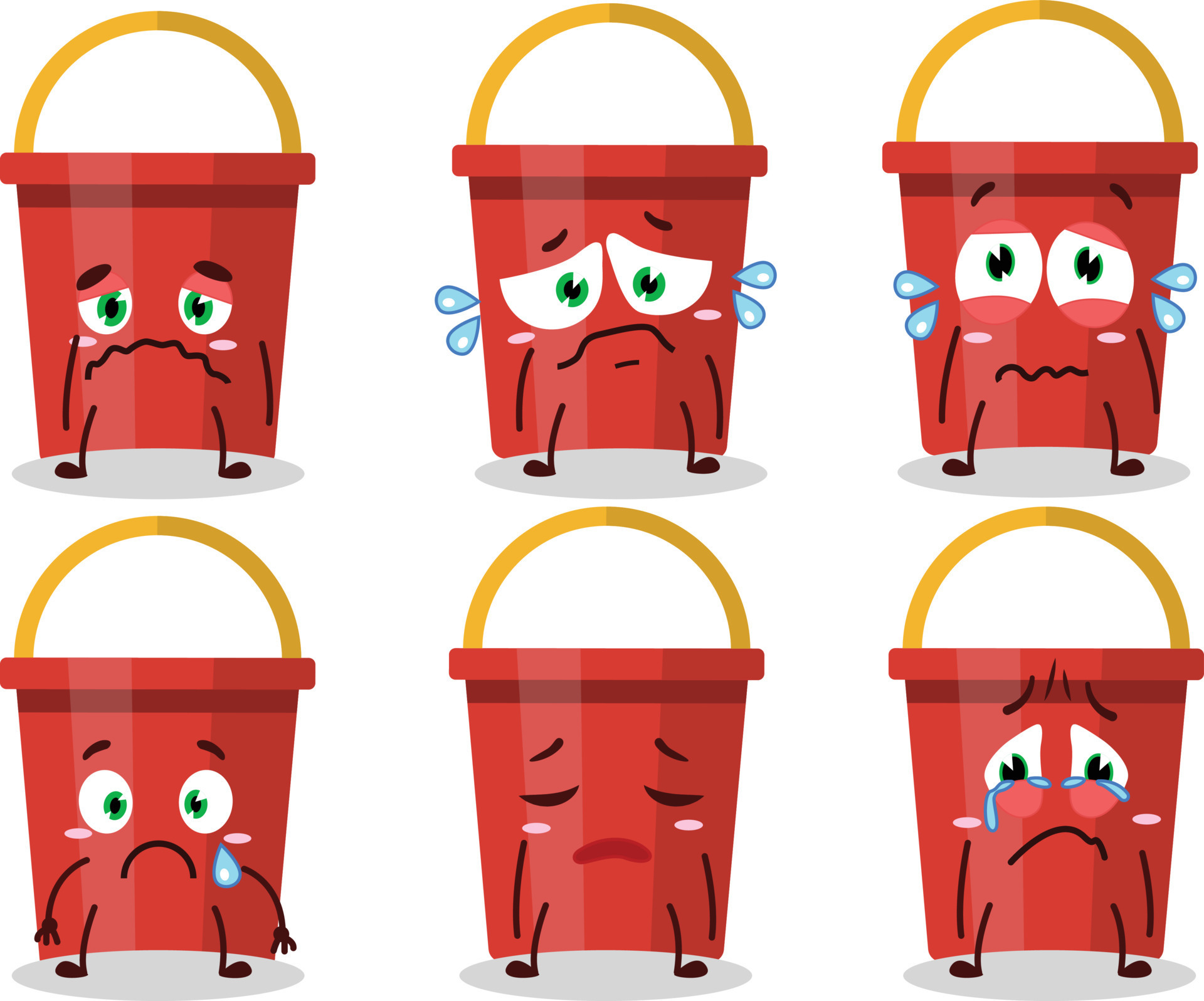 Sand bucket cartoon character with sad expression 21720854 Vector Art at Vecteezy