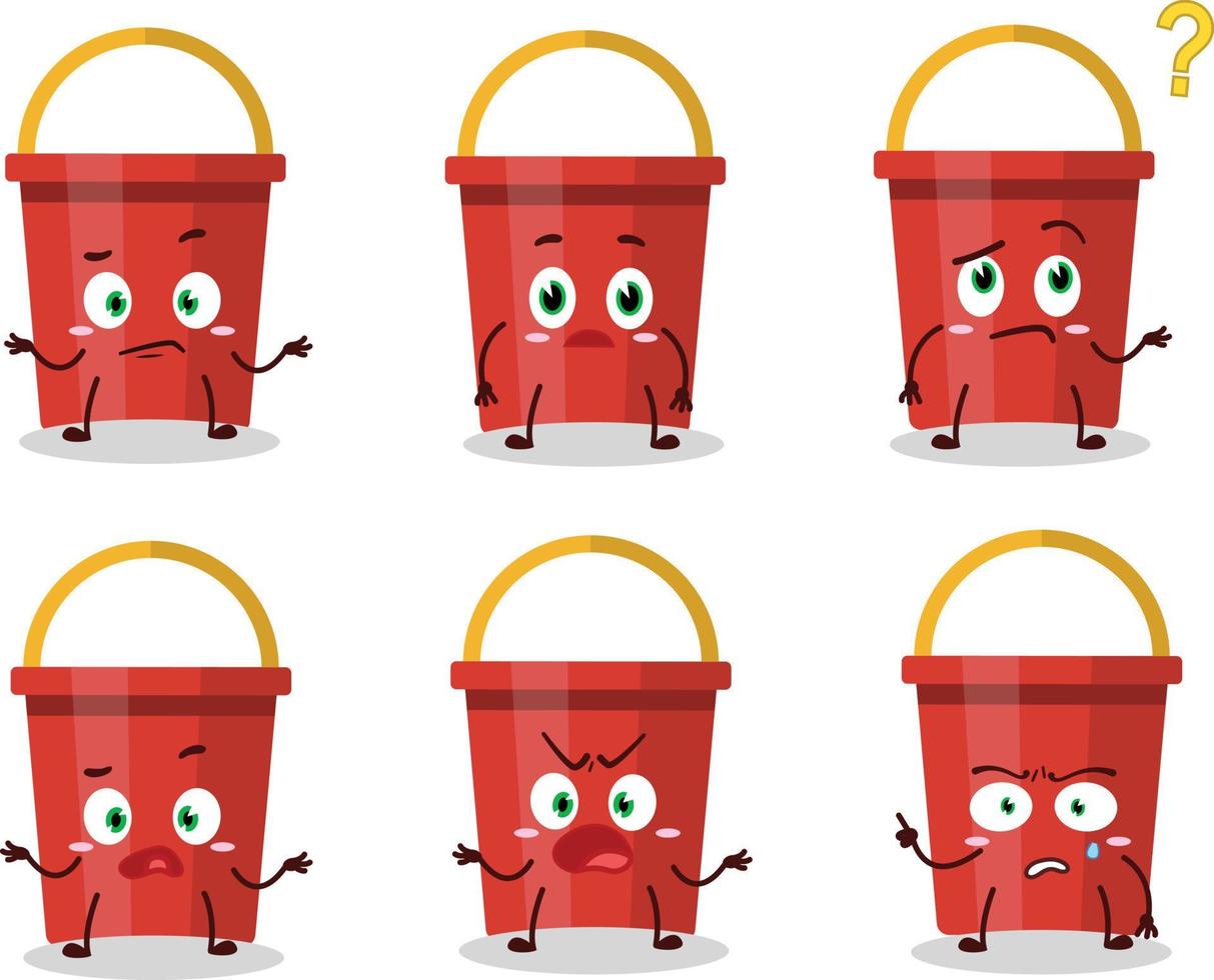 Cartoon character of sand bucket with what expression vector