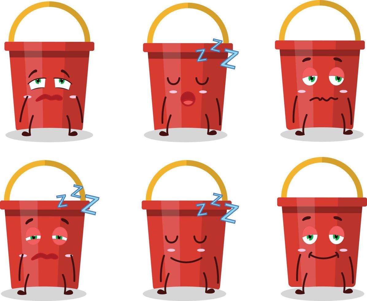 Cartoon character of sand bucket with sleepy expression vector