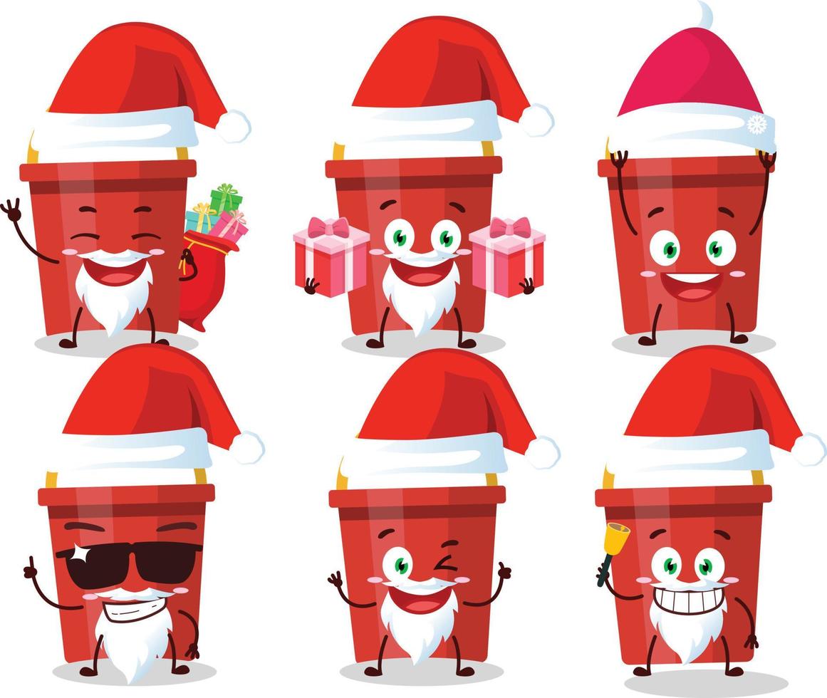 Papa Noel claus emoticones con arena Cubeta dibujos animados personaje vector