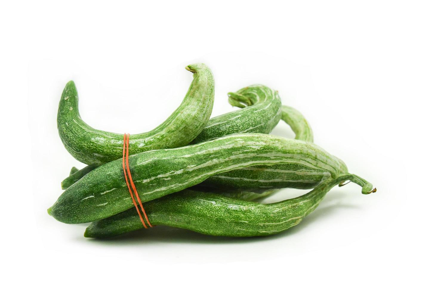 Snake gourd isolated on white background  Trichosanthes anguina photo