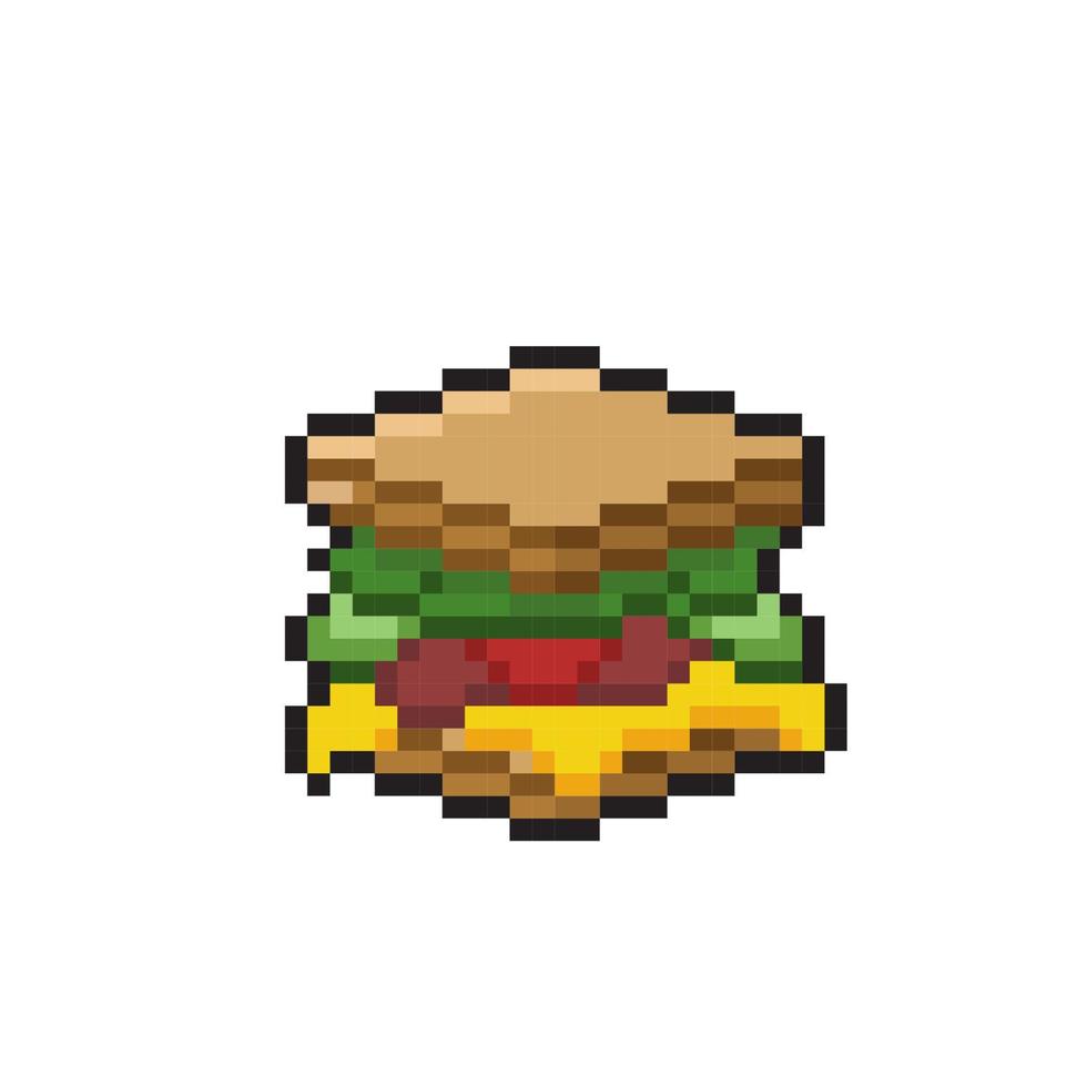 sandwich food in pixel art style vector