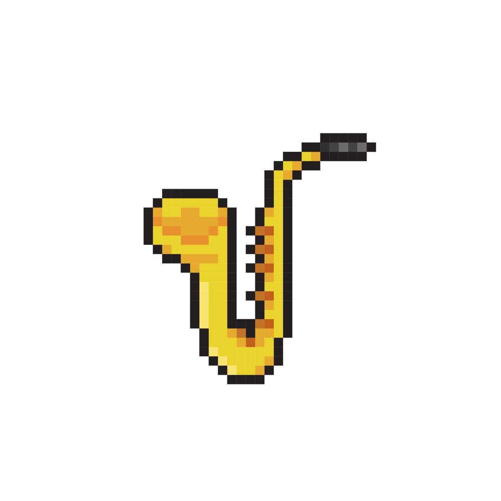 saxofón en píxel Arte estilo vector