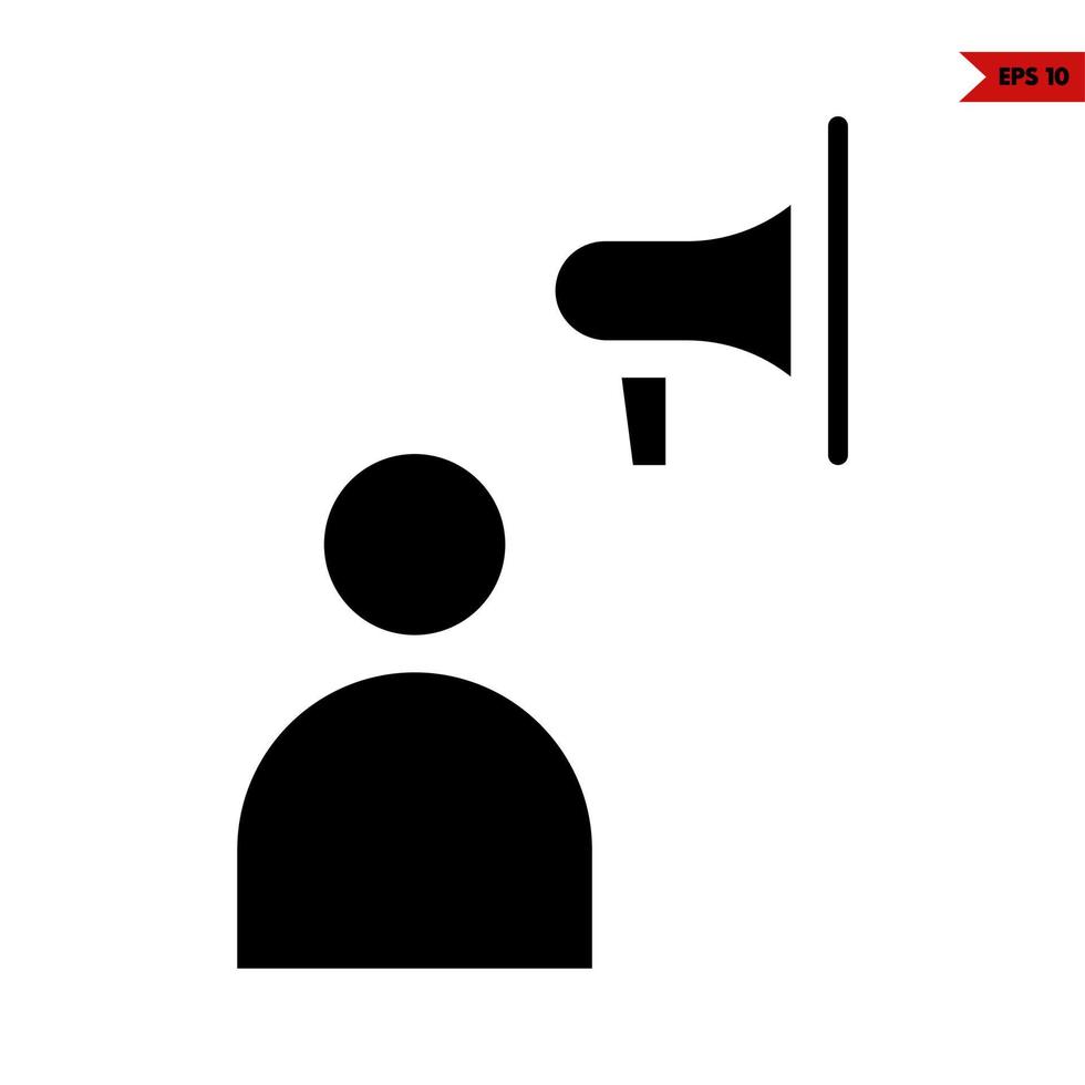 persson with megaphone glyph icon vector