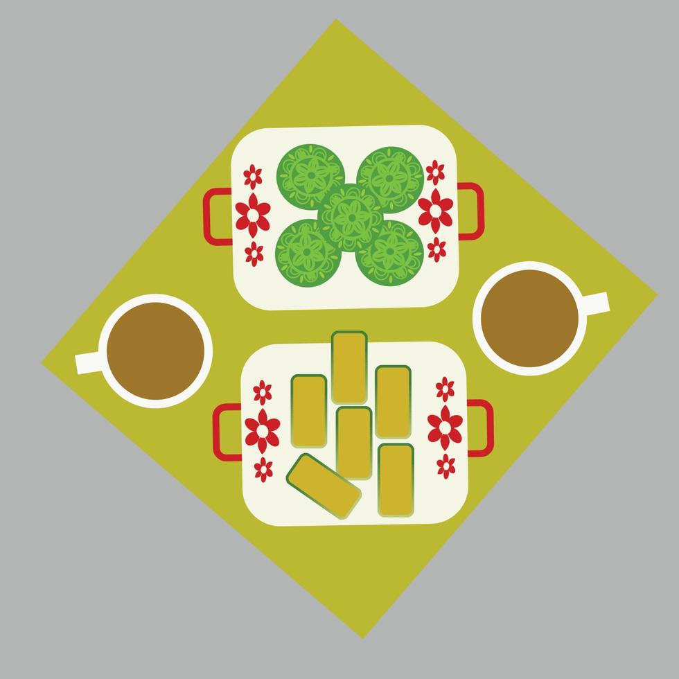 Set of dessert on table. A vector illustration of Chinese Desserts