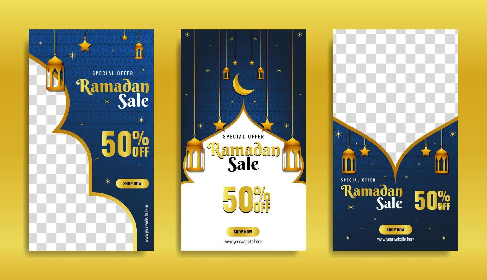 Ramadan stories Big sale social media posts collection set vector