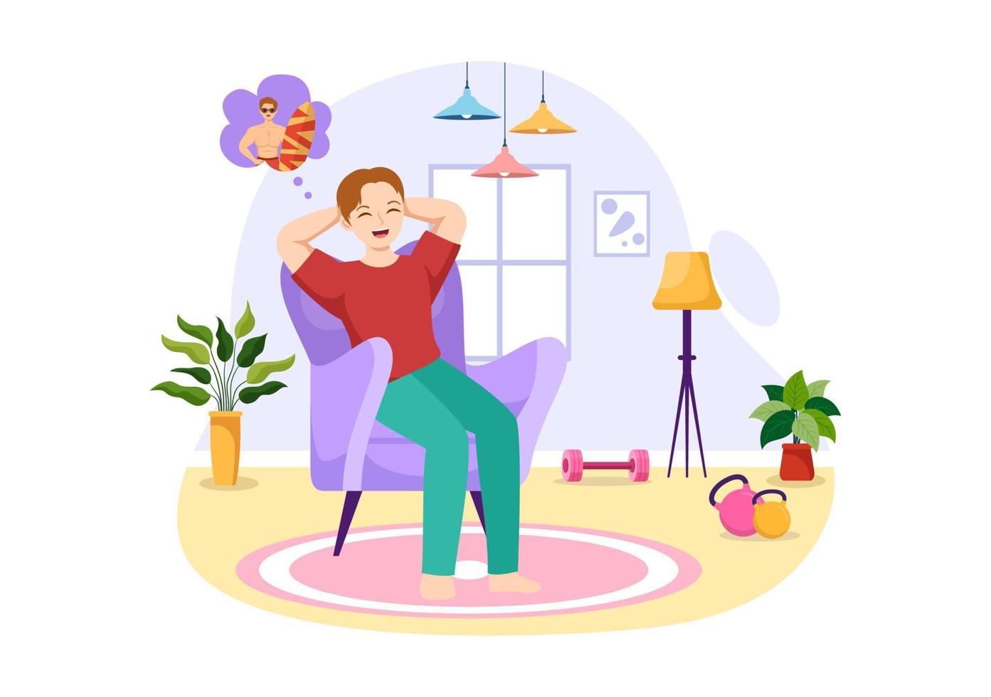 People Daydreaming Illustration with Imagining and Fantasizing in Bubble for Landing Page or Poster Templates in Flat Cartoon Hand Drawn vector