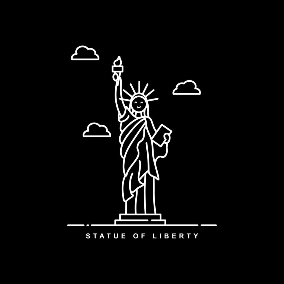 Statue Of Liberty. America Monument History Building. Line Icon Vector Design