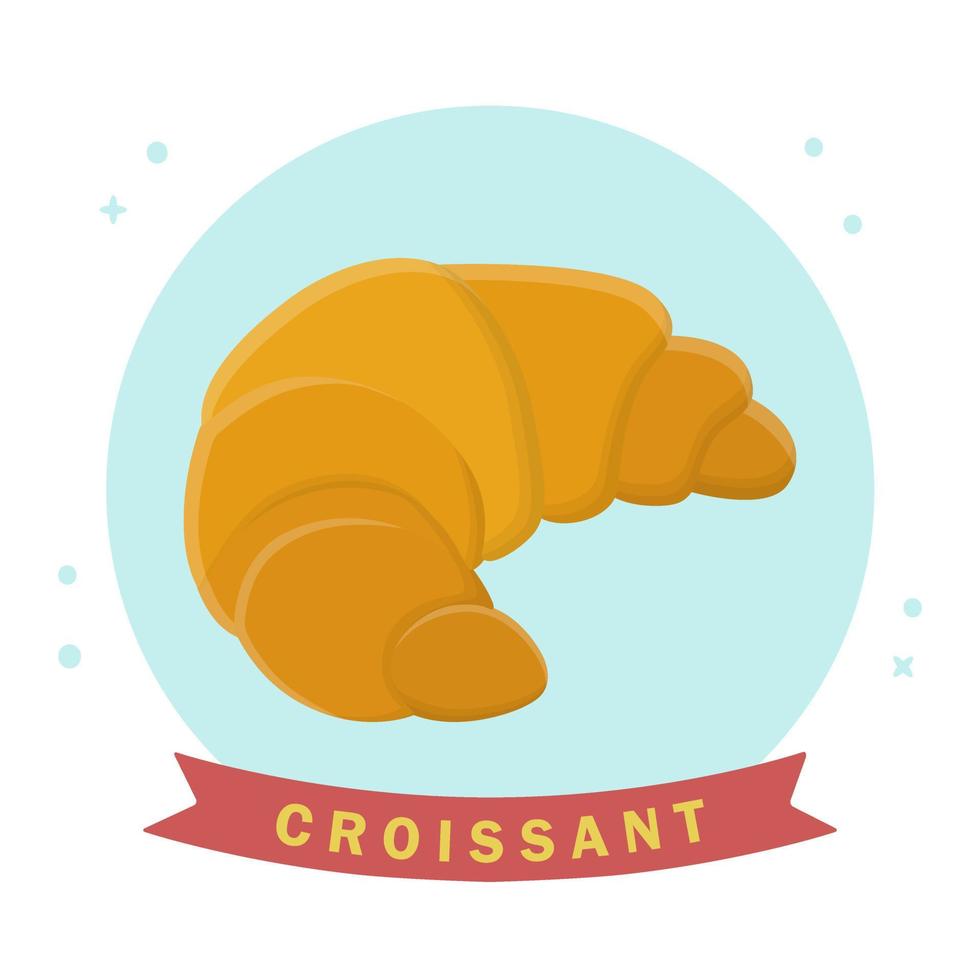 Croissant Bakery Snack Pastries. Flat Icon Vector Design