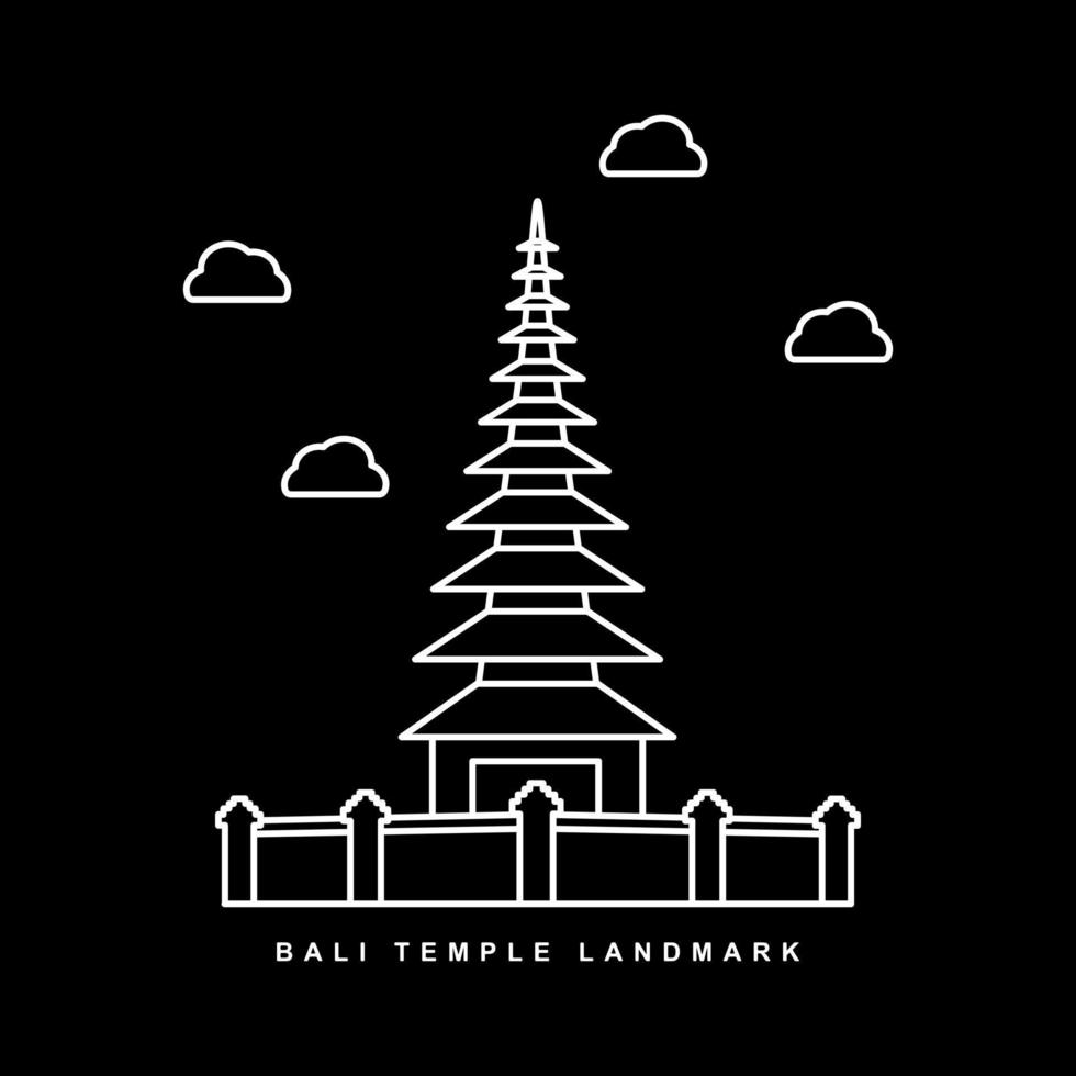 Bali City Landmark. Heritage Temple Building. Outline Icon Vector Design
