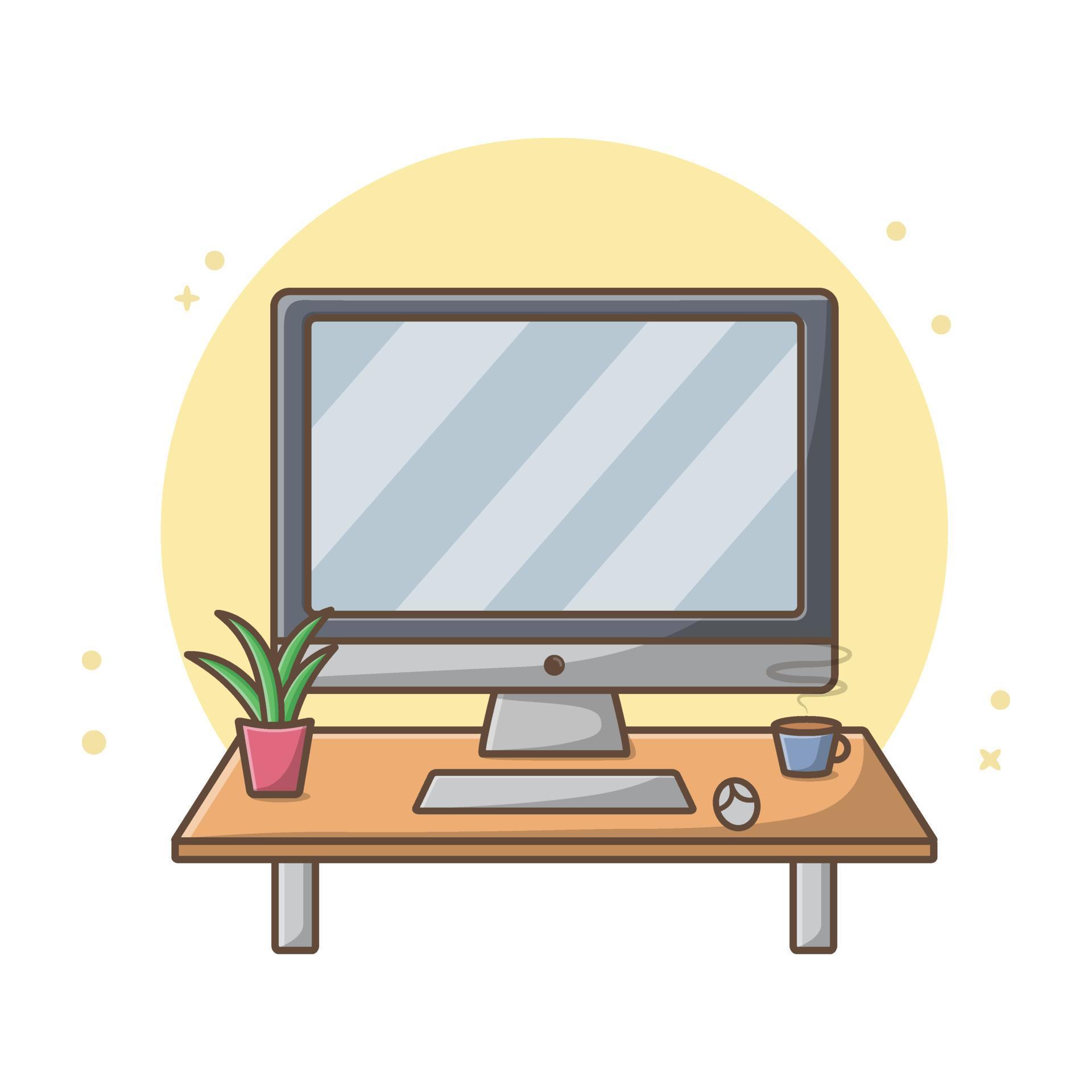 Workbench Computer and Table Vector Design 21721874 Vector Art at Vecteezy