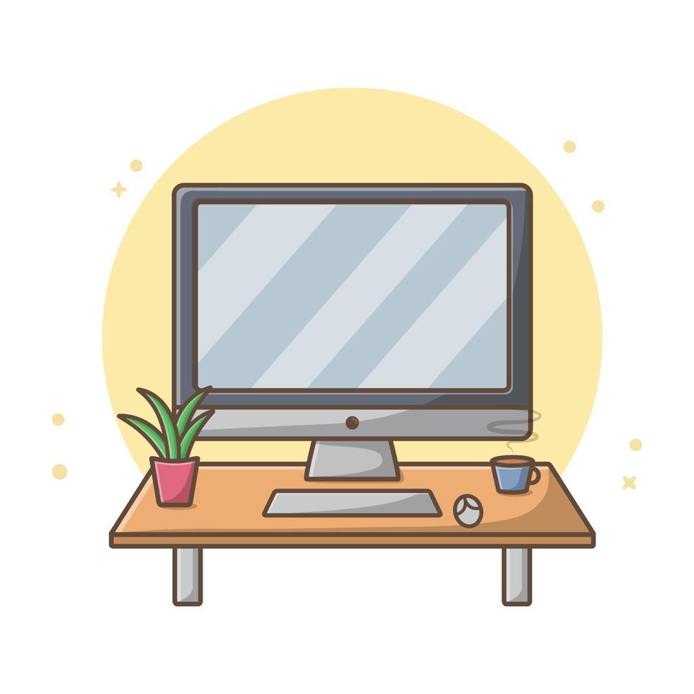 Workbench Computer and Table Vector Design