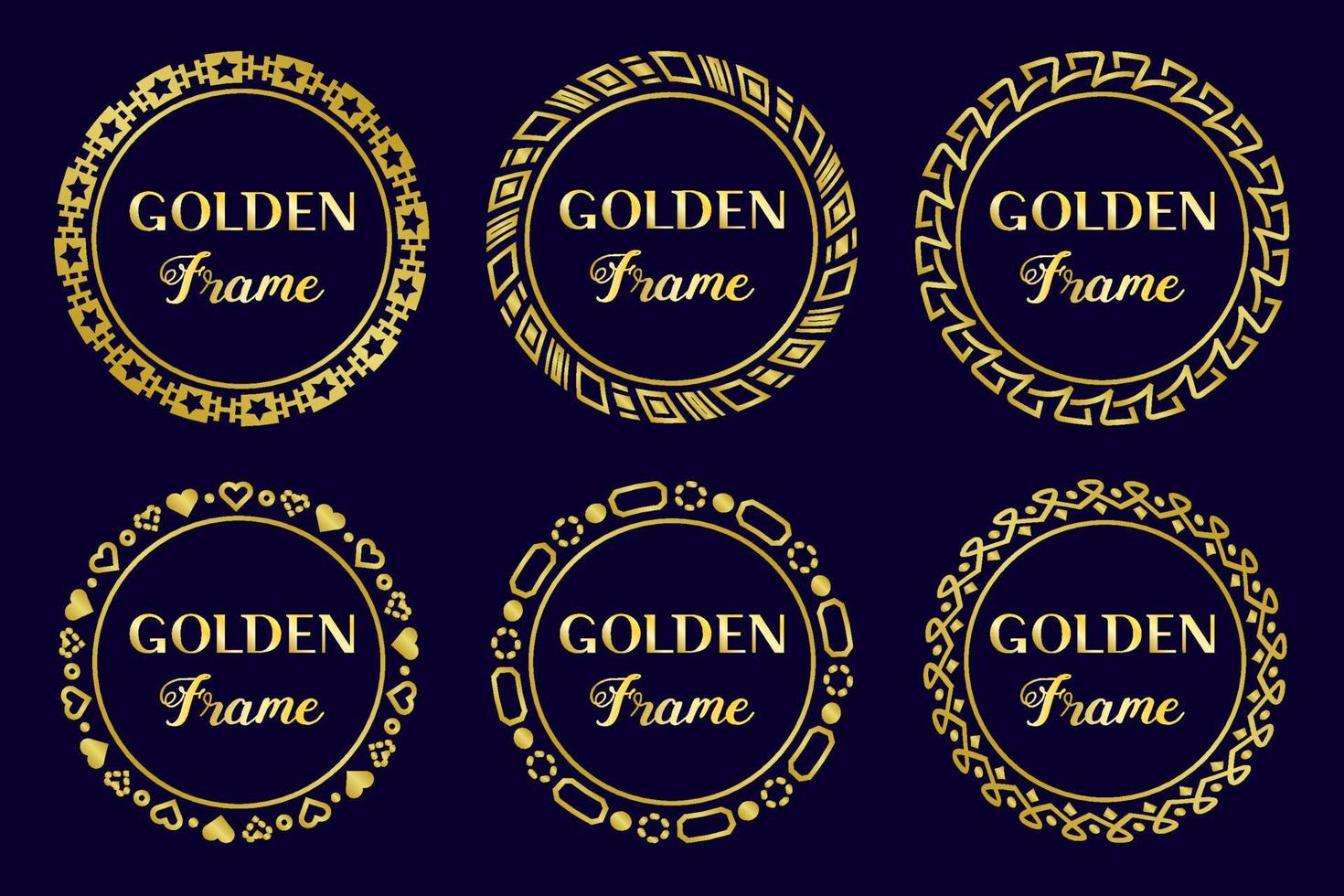 Circle golden frame set. Abstract vintage, royal rounded frames collection. Elegant, luxury gold geometric circle borders. vector