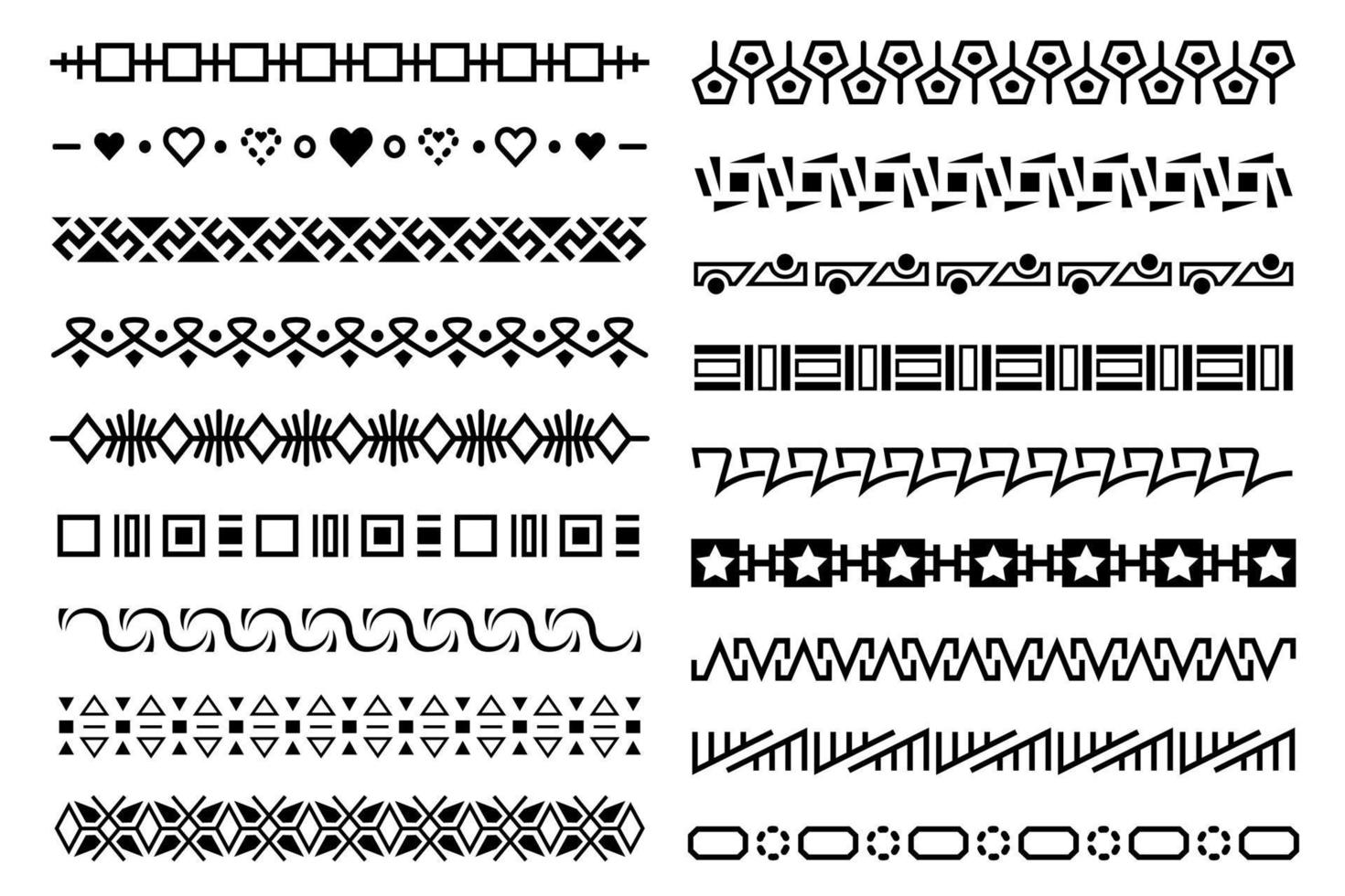 Abstract geometric text dividers. Black chain texture paragraph separators. Ornate design elements collection. vector