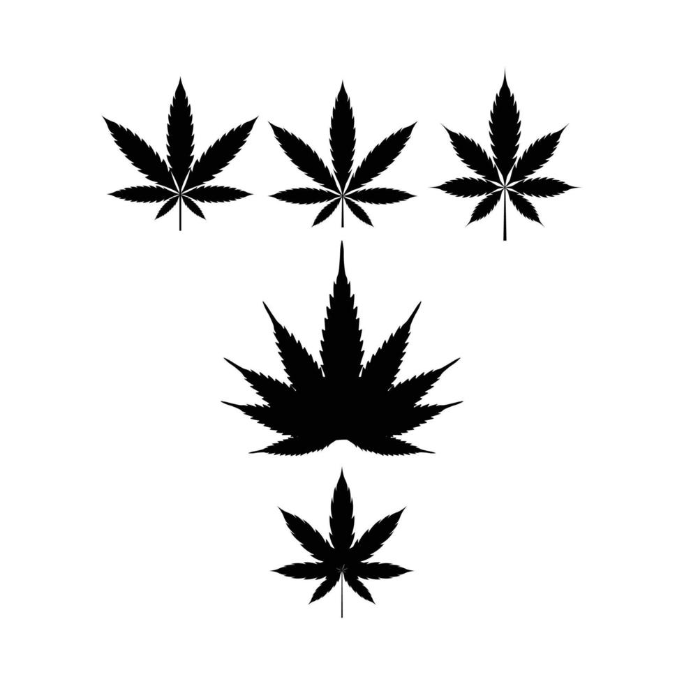 Cannabis leaf black on white background Free Vector