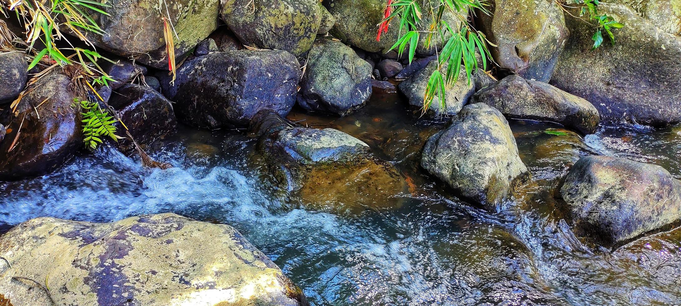 Nature river under the foot of the mountain photo