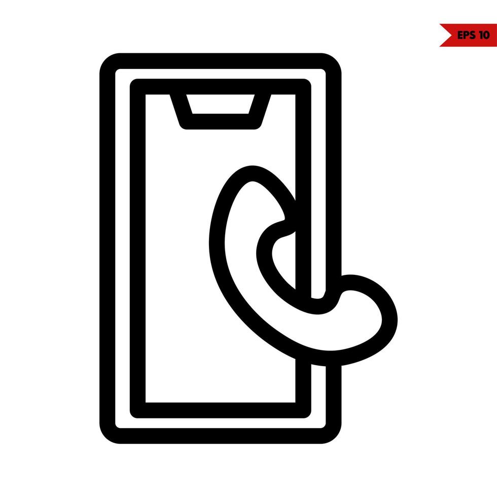 cell phone with mobile phone line icon vector